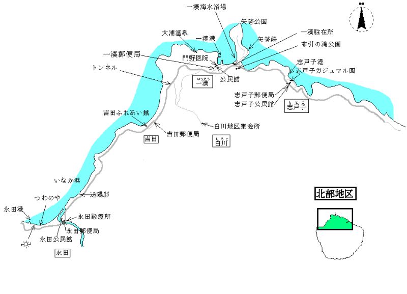 屋久島北部地区の地図